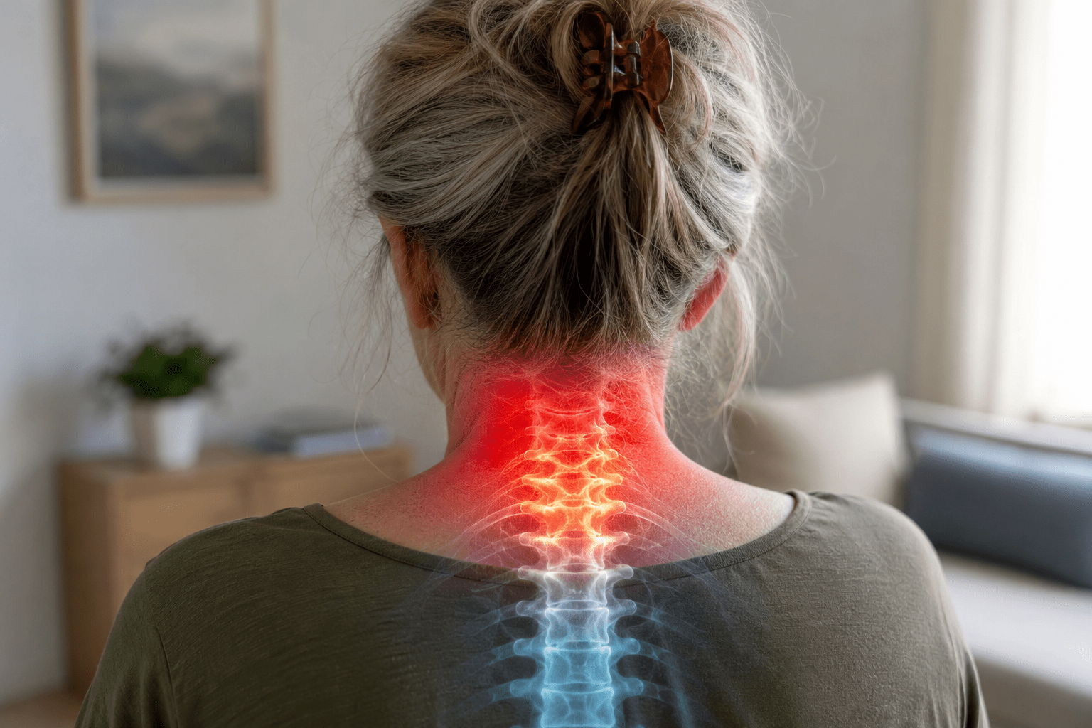 Pain visualization at the base of the neck